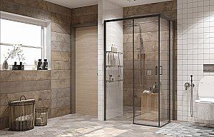 Душевой уголок Ambassador Queen Black 11011205 80x120 стекло прозрачное/профиль черный купить в интернет-магазине Sanbest