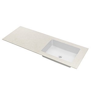 Столешница из кварца с раковиной Vincea Luxe VWTB-4LX140QBG-R бежевый правая купить в интернет-магазине Sanbest