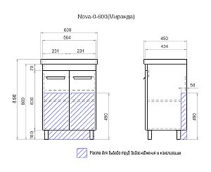 Тумба с раковиной Vigo Nova 600 белая для ванной в интернет-магазине Sanbest