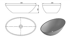 Раковина Holbi Dione 60 Nano Concrete 2.02.006.44.4 бетон купить в интернет-магазине Sanbest