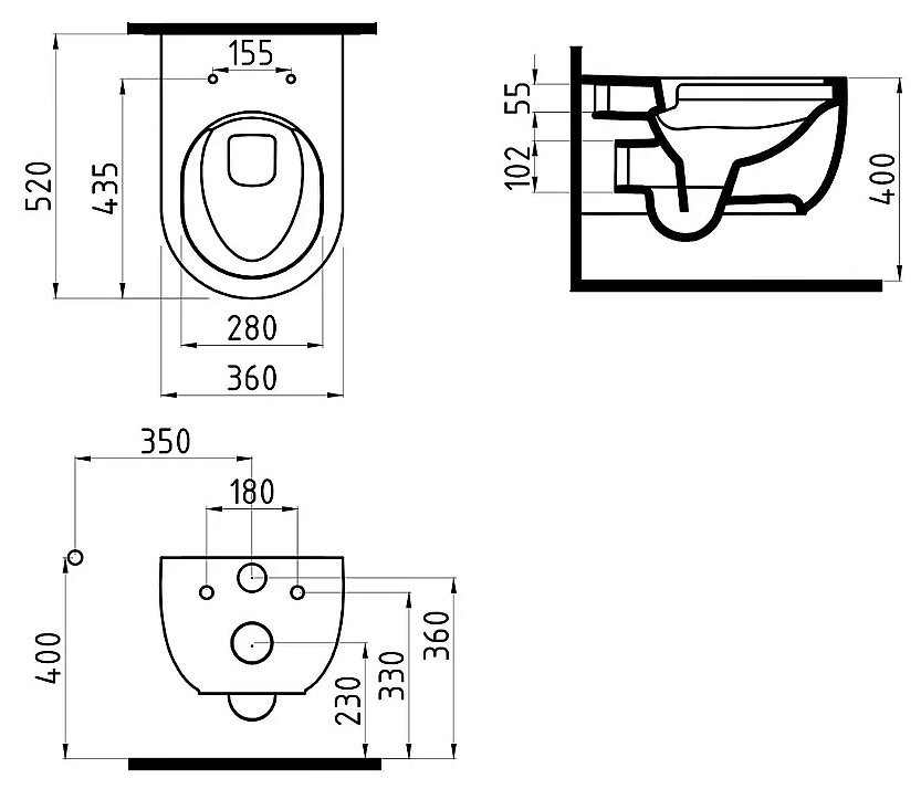 Унитаз подвесной Bien Vokha MDKA052N1VP0B7000 черный матовый, с крышкой микролифт, безободковый купить в интернет-магазине Sanbest