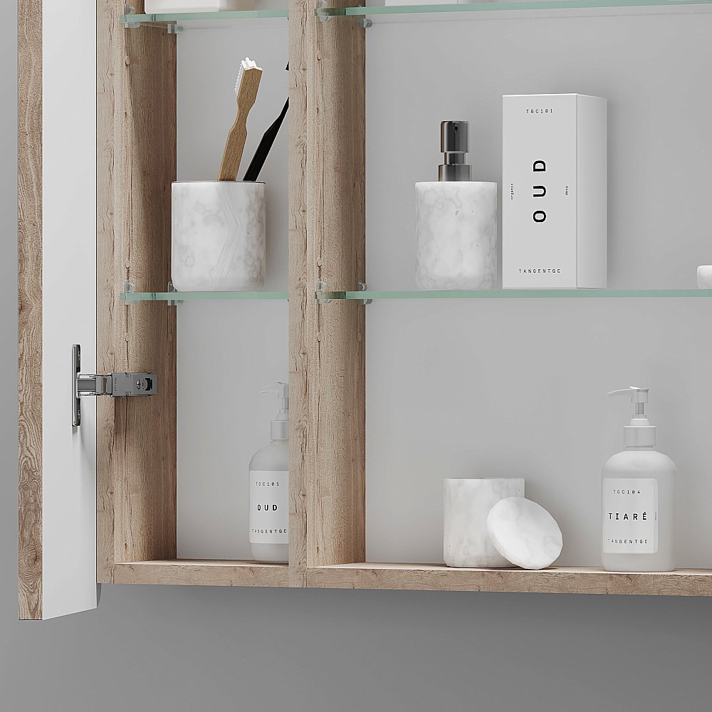 Зеркальный шкаф Sancos Mirror MI80EG дуб галифакс натуральный купить в интернет-магазине сантехники Sanbest