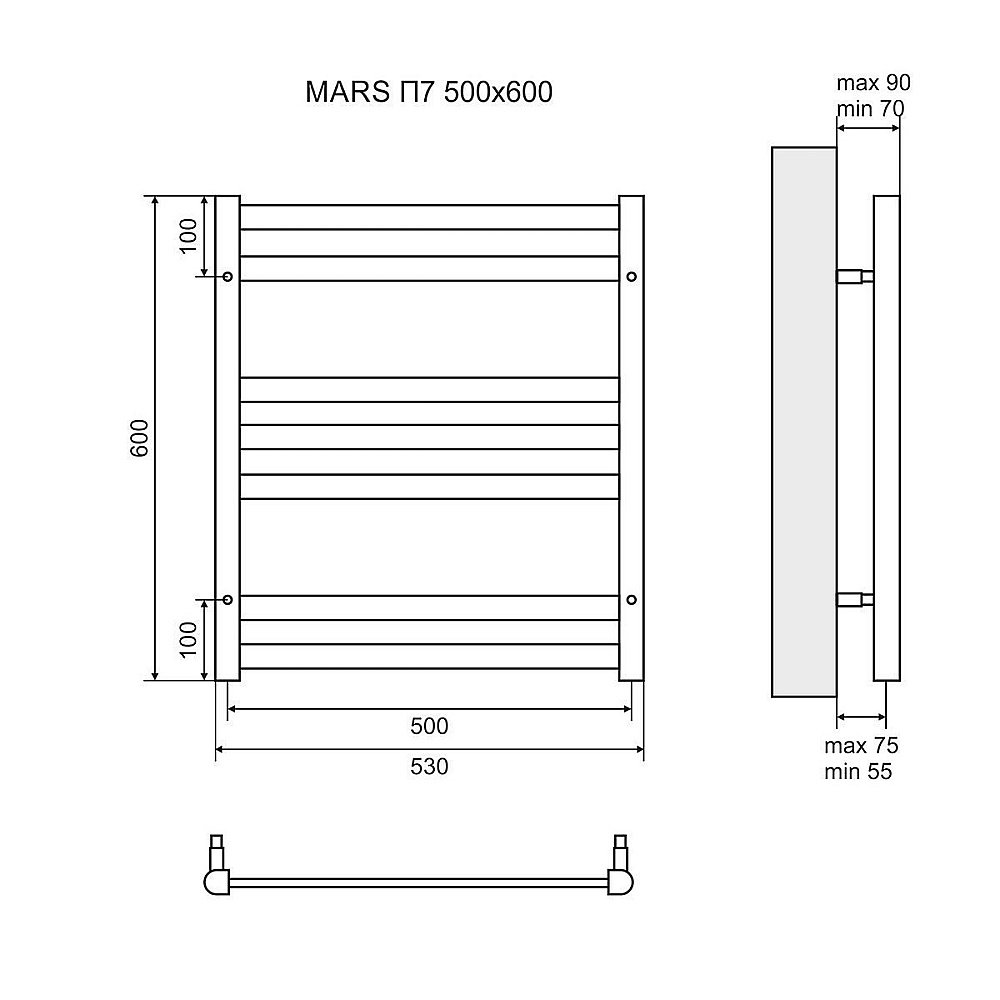 Полотенцесушитель водяной Lemark Mars П7 LM35607 купить в интернет-магазине сантехники Sanbest