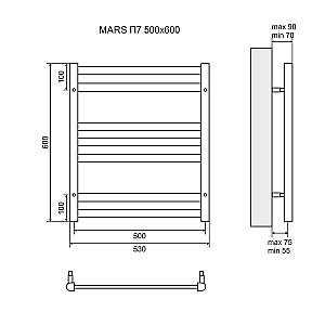Полотенцесушитель водяной Lemark Mars П7 LM35607 купить в интернет-магазине сантехники Sanbest