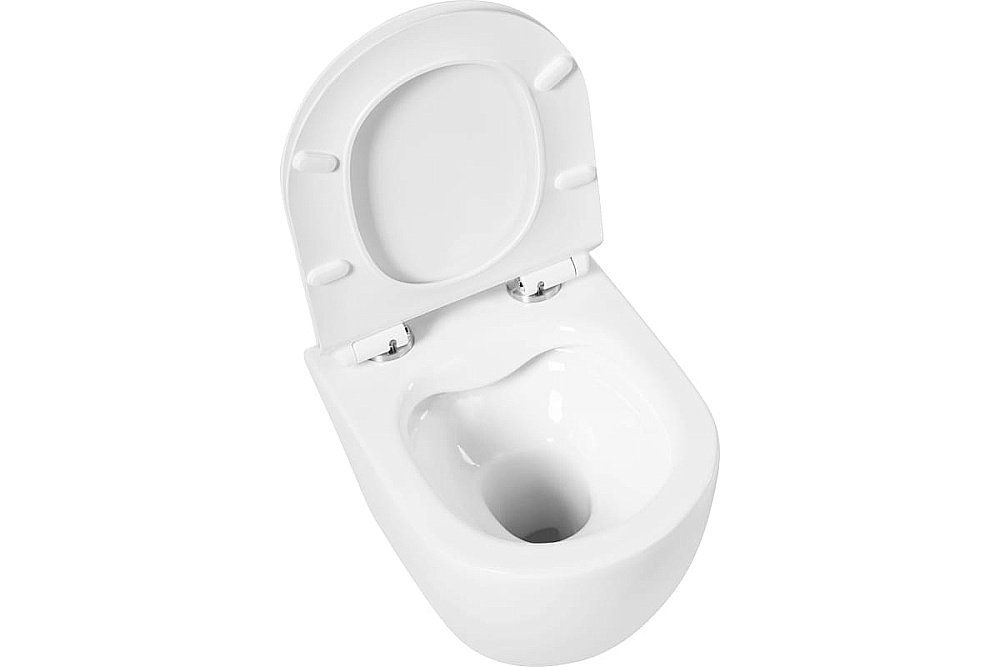 Унитаз подвесной Art&Max OVALE AM011CHR/SC белый, с сиденьем микролифт, безободковый купить в интернет-магазине Sanbest