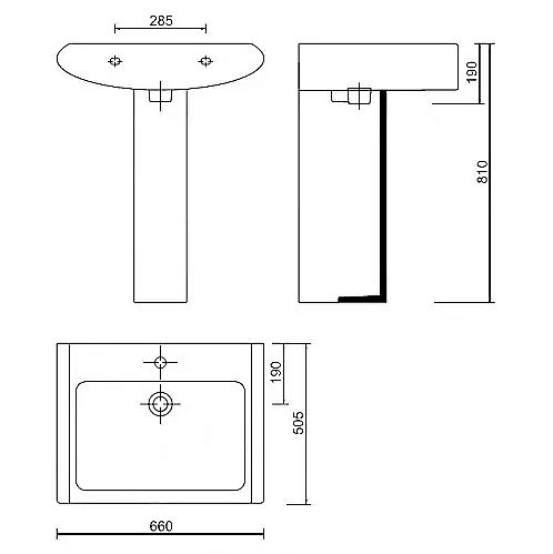 Раковина на пьедестале Creavit Slim 65 SM065.00000 белая купить в интернет-магазине Sanbest