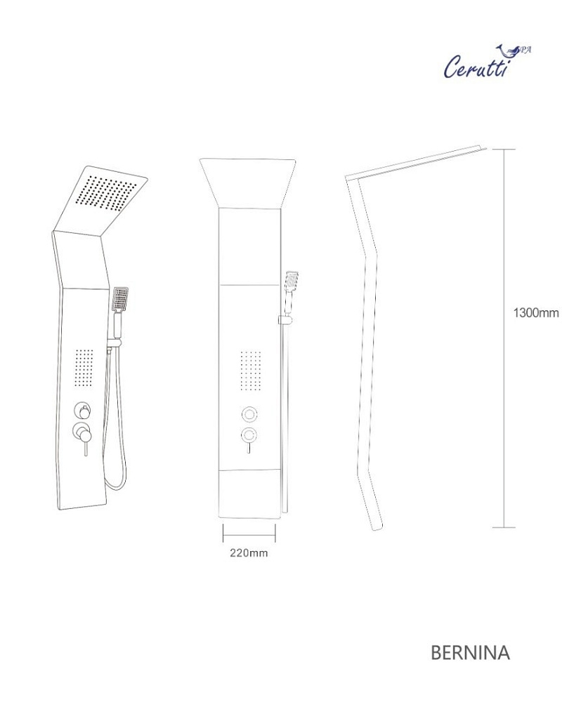 Душевая панель CeruttiSpa BERNINA S CT8983 серебро купить в интернет-магазине сантехники Sanbest
