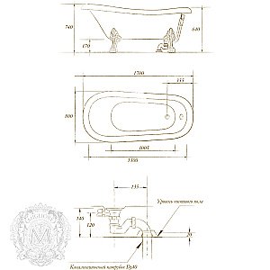 Ванна Migliore Bella DECOR на лапах LEONE STANDART 26990 170х80 белая,хром купить в интернет-магазине Sanbest