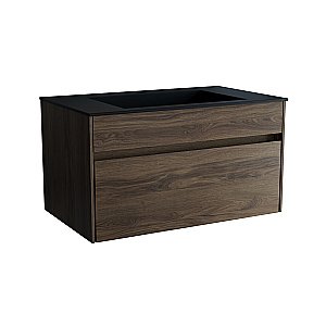 Тумба с раковиной Vincea Chiara 80 VMC-2C800CO/VCB-13800B тёмный дуб/раковина черная для ванной в интернет-магазине Sanbest