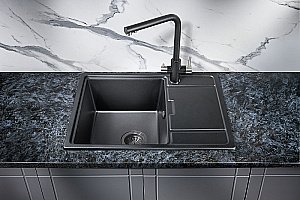 Мойка кухонная Milacio Navarra 65 Cuarzo MC.77061 черная матовая купить в интернет-магазине сантехники Sanbest