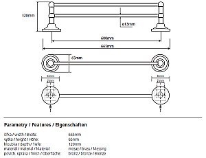 Полотенцедержатель двойной Bemeta Retro 144104057 купить в интернет-магазине сантехники Sanbest