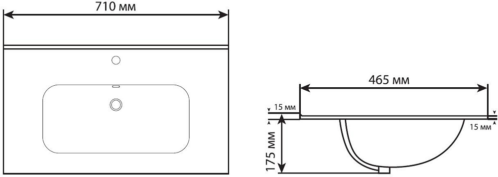 Раковина Aquanet Flat 329254 70 черная матовая купить в интернет-магазине Sanbest