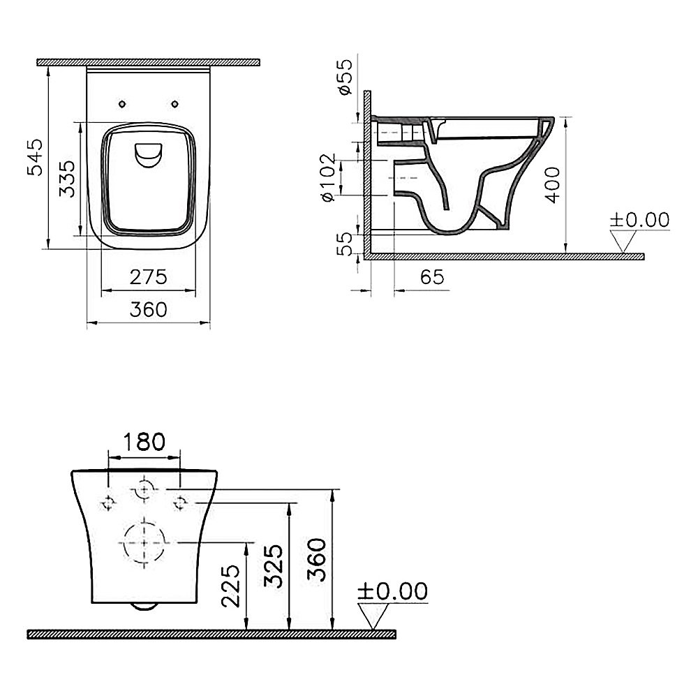 Унитаз подвесной Опадирис Кантара OS74712N белый, безободковый, с крышкой микролифт купить в интернет-магазине Sanbest