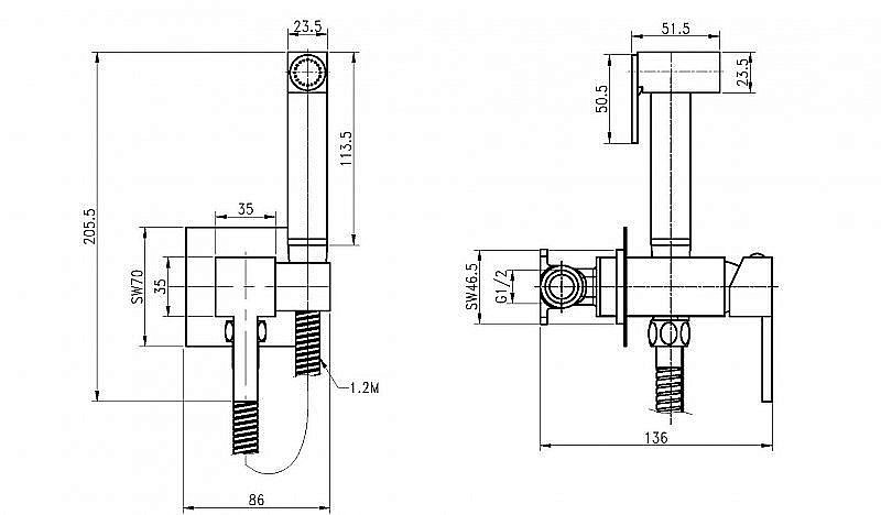 Гигиенический душ Cezares CZR-SET-DA2-ID3-FMM120-01 купить в интернет-магазине сантехники Sanbest