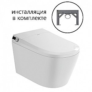 Унитаз подвесной с биде и инсталляцией Abber Bequem AC1119S-AC0101P2 белый, с крышкой микролифт купить в интернет-магазине Sanbest