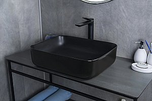 Раковина накладная Gid Geometrico 50 Bm1304 53350 черная матовая купить в интернет-магазине Sanbest