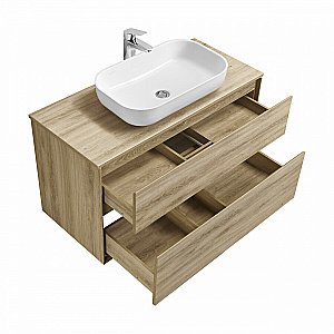 Тумба со столешницей Акватон Либерти 100 дуб эльвезия для ванной в интернет-магазине Sanbest