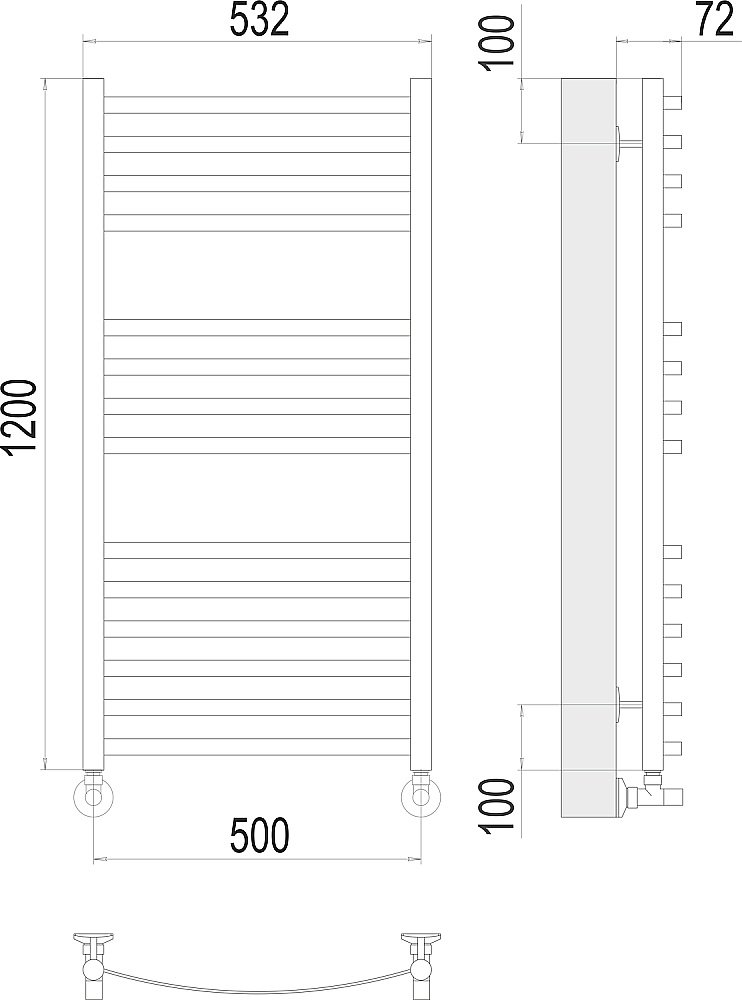 Полотенцесушитель водяной Terminus Авиэль П14 500х1200 купить в интернет-магазине сантехники Sanbest