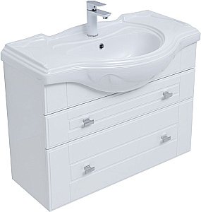 Тумба с раковиной Aquanet Рондо 304289 85 белый глянец для ванной в интернет-магазине Sanbest