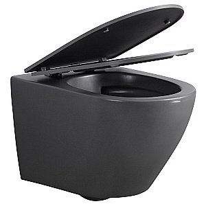 Унитаз подвесной ABBER BEQUEM AC1101MG с крышкой микролифт, безободковый, серый матовый купить в интернет-магазине Sanbest