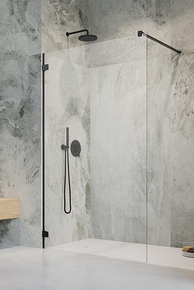 Душевое ограждение Radaway Essenza Pro Black Walk-in 125 10103125-54-01 стекло прозрачное/профиль черный матовый купить в интернет-магазине Sanbest