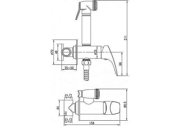 Гигиенический душ Aquanet Atletic AF310-52C купить в интернет-магазине сантехники Sanbest