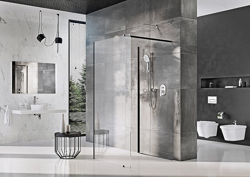 Душевое ограждение Ravak WALK-IN CORNER 120x90 стекло прозрачное/профиль черный купить в интернет-магазине Sanbest