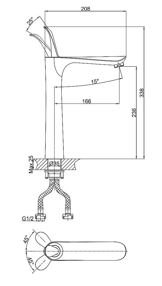 Смеситель для раковины D&K Venice Baciano DA1032041 купить в интернет-магазине сантехники Sanbest