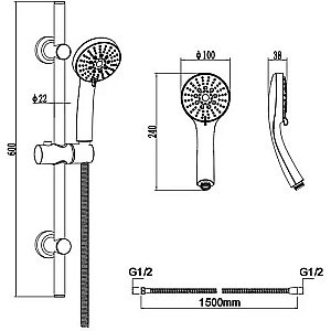 Душевой гарнитур Creavit Brio SH425 хром купить в интернет-магазине сантехники Sanbest