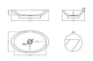 Раковина накладная Salini CALLISTA 02 1101102GF 57,5 из искусственного камня S-Sense, глянцевая, цвет по RAL полностью купить в интернет-магазине Sanbest