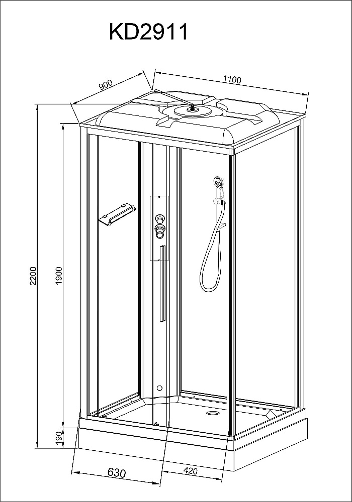 Душевая кабина AvaCan KD Серия KD2911N 110х90 без крыши купить в интернет-магазине Sanbest