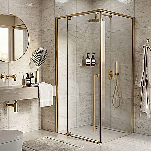 Душевой уголок Azario Male 100х100 AZ-J50-100-BGL-CL стекло прозрачное/профиль золото брашированное купить в интернет-магазине Sanbest