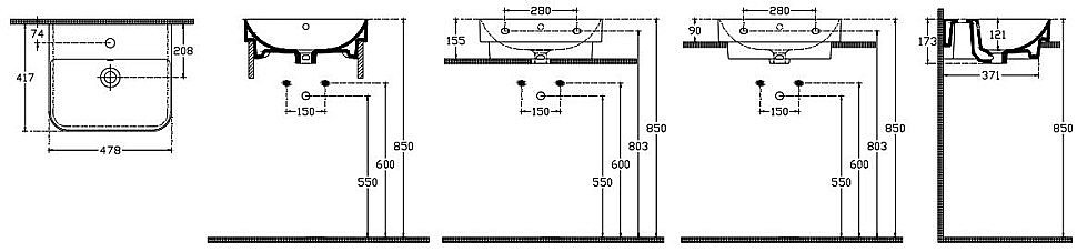 Раковина ISVEA Sott'Aqua 48 10SQ50048SV белая купить в интернет-магазине Sanbest