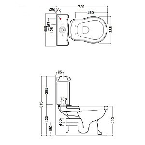 Унитаз напольный Kerasan Retro 1013 с бачком 1081 Белый/кнопка золото купить в интернет-магазине Sanbest