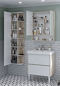 Зеркальный шкаф Акватон Сканди 70 белый/дуб верона купить в интернет-магазине сантехники Sanbest