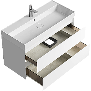 Тумба с раковиной Aqwella Geometria 100, 2 ящика, белая для ванной в интернет-магазине Sanbest