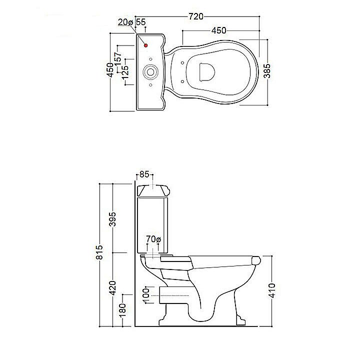 Унитаз напольный Kerasan Retro 1013 с бачком 1081 Белый/кнопка золото купить в интернет-магазине Sanbest