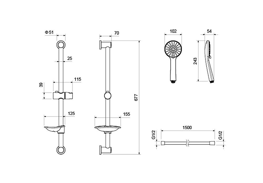 Душевой гарнитур Aquatek Бетта AQ2013MB черный матовый купить в интернет-магазине сантехники Sanbest