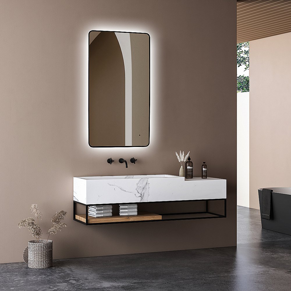 Зеркало ABBER See AG6102SCB 60x100 черный в ванную от интернет-магазине сантехники Sanbest