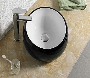 Раковина накладная Ceramalux NC 40 5004BW белая, черная купить в интернет-магазине Sanbest