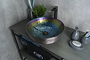 Раковина накладная Gid Esfera 41,5 D1315h107 53332 хамелеон с декором купить в интернет-магазине Sanbest