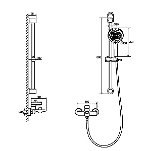 Смеситель для ванны Black&White Universe 8303B черный матовый купить в интернет-магазине сантехники Sanbest