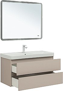 Тумба с раковиной Aquanet Вега 2.0 337939/323884 100 бежевый для ванной в интернет-магазине Sanbest