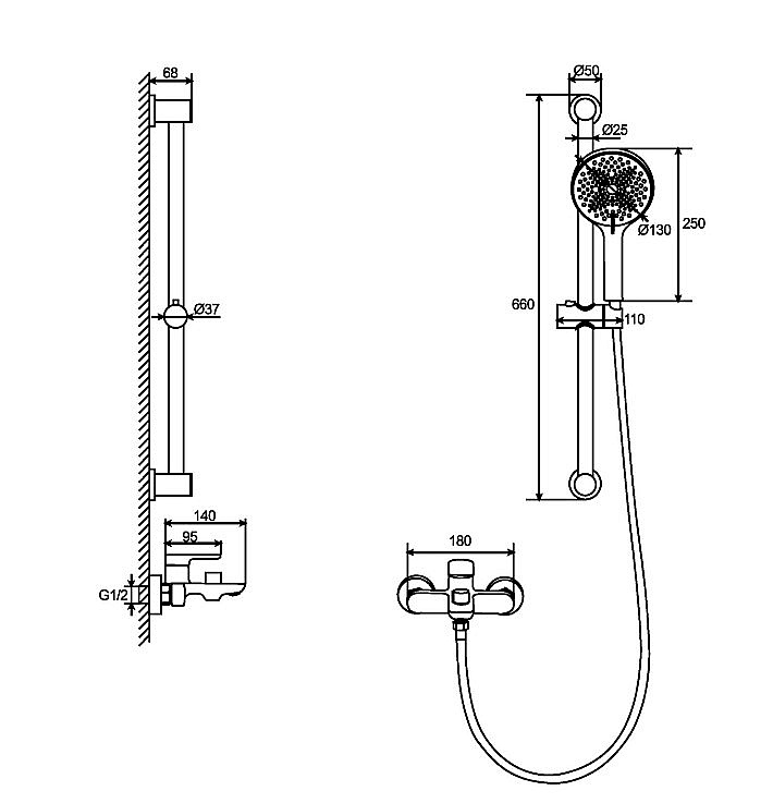 Смеситель для ванны Black&White Universe 8303B черный матовый купить в интернет-магазине сантехники Sanbest