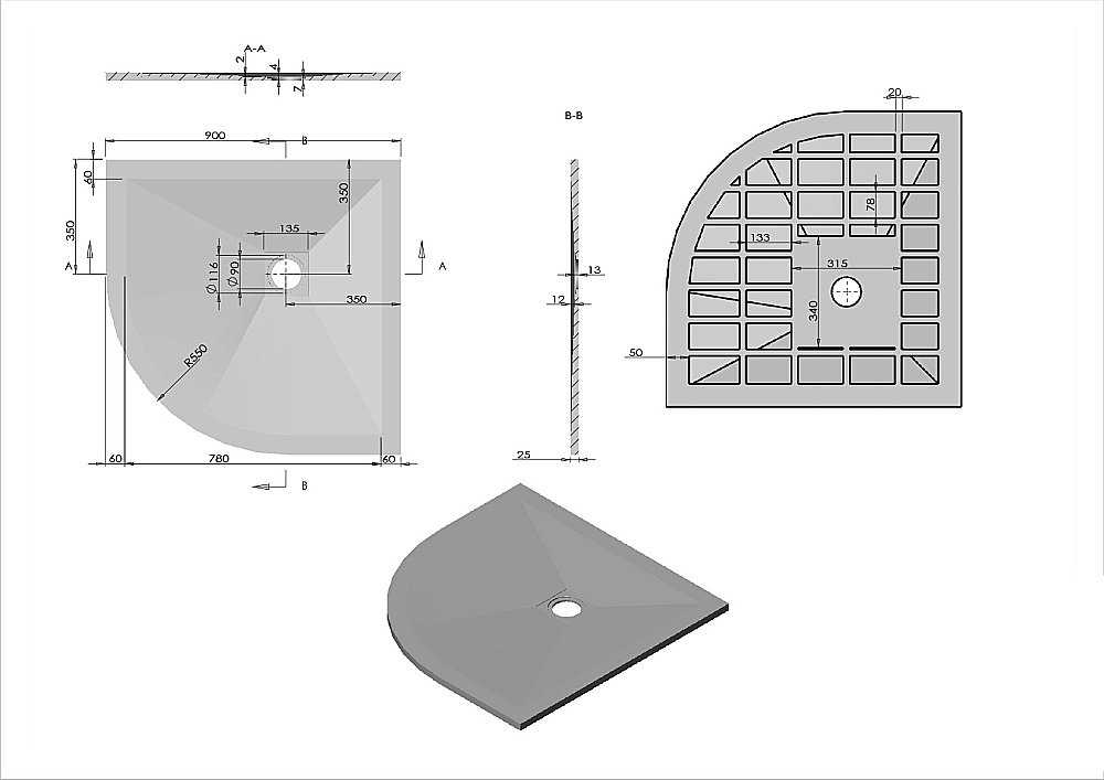 Душевой поддон Vincea VST-4SQ9090G 90х90 серый купить в интернет-магазине Sanbest