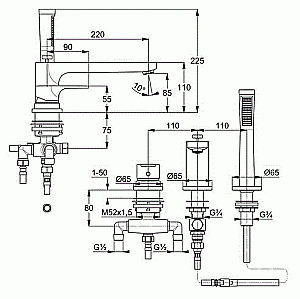 Смеситель для ванны Kludi Zenta SL 484480565 хром купить в интернет-магазине сантехники Sanbest