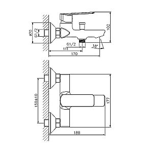 Смеситель для ванны Koller Pool Style SL0100 купить в интернет-магазине сантехники Sanbest