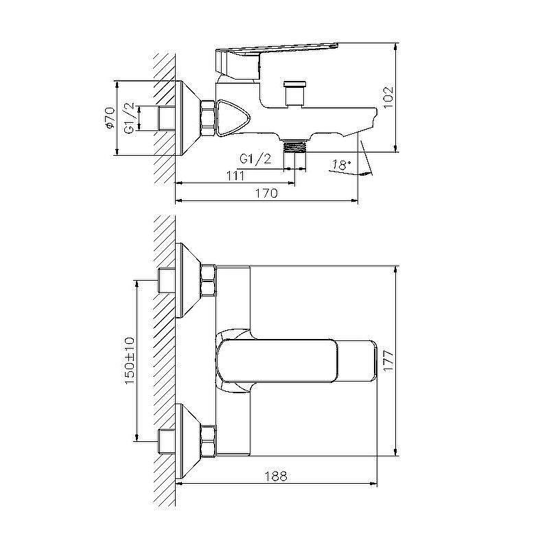 Смеситель для ванны Koller Pool Style SL0100 купить в интернет-магазине сантехники Sanbest