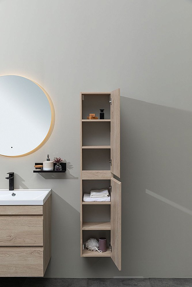 Шкаф-пенал Aquanet Нота New 334201 30 дуб светлый для ванной в интернет-магазине сантехники Sanbest