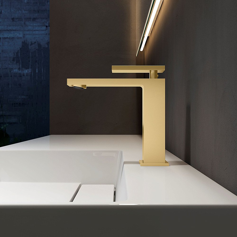 Смеситель для раковины Vincea Dice VBF-2DS1BG брашированное золото купить в интернет-магазине сантехники Sanbest